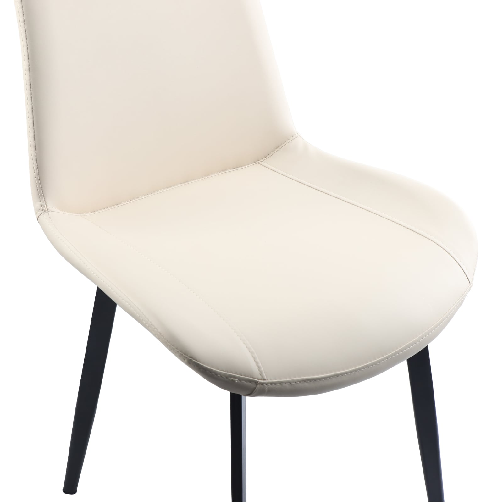 Beige PU Leather Dining Chair With Metal Legs, Modern Upholstered Chair Set Of 4 For Kitchen, Restaurant, Living, Meeting Room_voghion.com